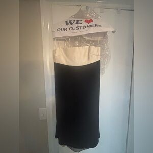 Phoebe Couture Black and Cream Strapless Dress